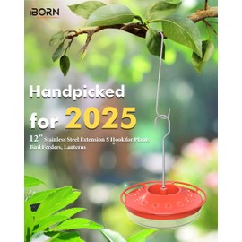 iBorn 12 Inch Extension S Hooks Stainless Steel S Hooks, Heavy Duty S Hook for Hanging Bird Feeders, Flower Basket, Plants, Lanterns, Windchimes, 1 Pack