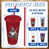 Patelai 12 Pcs Medieval Plastic Tumbler with Lids and Straws