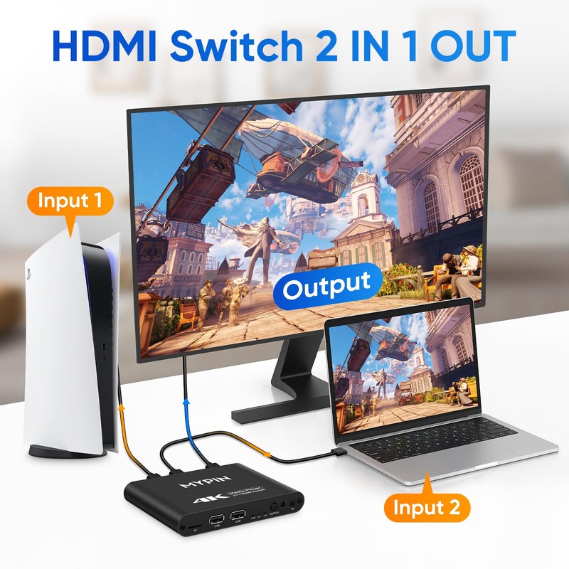 4K@30 Media Player with 2 in 1 Out HDMI Switch