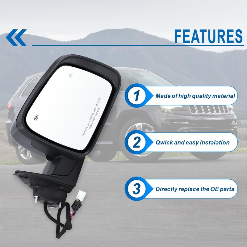 Lqito Right Passenger Side Mirror Fits 2014-2021 Jeep Grand Cherokee