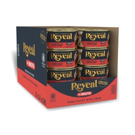 Reveal Natural Wet Canned Cat Food, Limited and Natural Ingredients, Grain Free, High Protein with No Artificial Additives, Tuna with Crab in Broth (24 x 2.47 oz Cans)