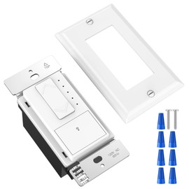 0-10V Dimmer Switch 120V Single Pole/ 3-Way Max 300W LED Light Control Commercial Grade Low Voltage Stepless Dimming Wall Switch Complete Kit with Wall Plate for Low Bay Panel Lights White ETL Listed