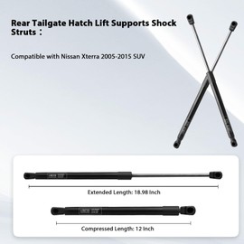2PCS Rear Hatch Shocks Struts Lift Gate Supports Gas Springs 6137 Compatible with Nissan Xterra 2005-2015, Replacement for 216059