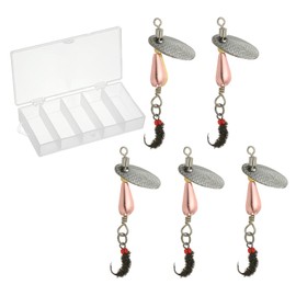 PATIKIL Trout Lures 1/10 oz, 5Pack Trout Spinners Fly Trout Fishing Lures Fishing Spinners Baits Tackle with Tackle Boxes for Freshwater Saltwater Fishing, Copper