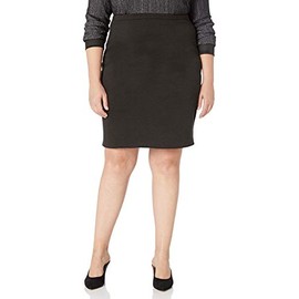 Star Vixen Women's Knee Length Classic Stretch Ponte Knit Pencil Skirt, Black, 2X