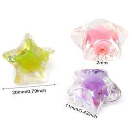 Honbay 100G(54pcs) Shiny Acrylic Candy Color Star Shaped Beads for Jewelry Making or DIY Crafts