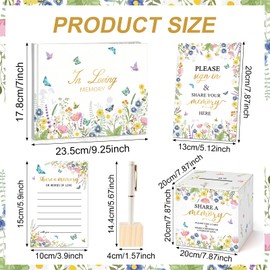 Lebsitey 65 Pcs Funeral Guest Book for Memorial Service Celebration of Life Guest Book Hardcover in Loving Memory with 60 Share a Memory Cards,Card Box,Table Sign and Pen for Funeral Favors