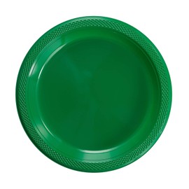 Exquisite 7 Inch. - Emerald Green Plastic Plates for Parties Dinners Desserts and more - Solid Color Disposable Plates - 50 Count