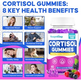 Cortisol Support Gummies for Women – With Ashwagandha Root & Vitamin B6 – Natural Calming, Sleep & Stress Relief – Helps Balance Cortisol – Vegan – 60 Gummies
