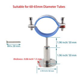 bociloy 304 Stainless Steel Wall Mount Ceiling Mount Pipe Supports, Adjustable Pipe clamp Fixed Support Pipe Strap Bracket for 60-65mm Diameter Tubes, Adjustable Height 50-100mm, 2PCS