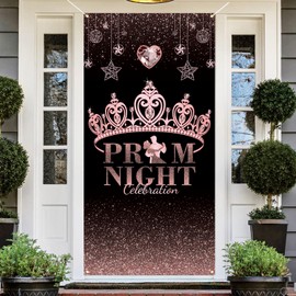 Black and Pink Prom Night Door Cover Prom Decorations 2025 Prom 2025 Proch Sign Banner 2025 Graduation Party Prom Decorations and Supplies