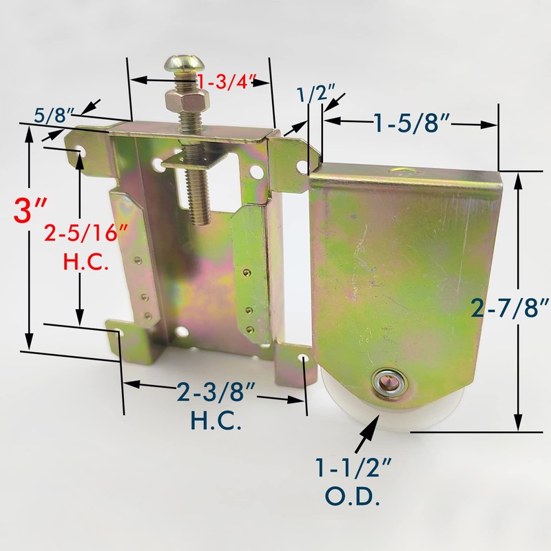 Sliding Mirror Door Rollers Assembly Fit Contractors Part #W8020, 1-1/2"