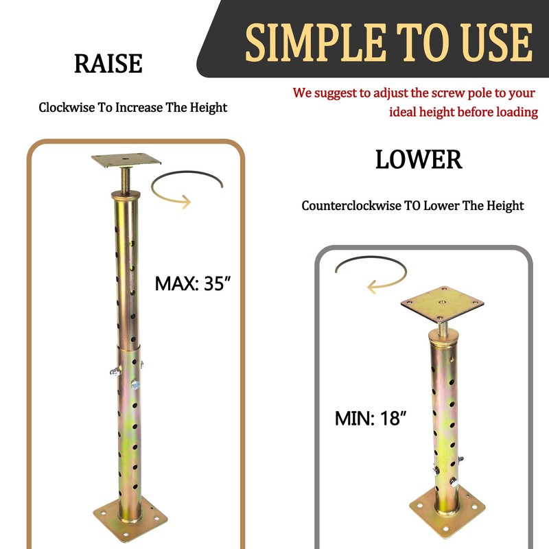 House Floor Jacks Post Pole for Leveling, 18-35 Inches Adjustable