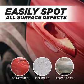 Dry Guide Coat Powder - Highlights Scratches, Pinholes, Low Spots & Other Defects, Extra Large Black Powder Coat for Wet & Dry Auto Body Sanding - Guide Coat Auto Body w/Nitrile Gloves 200g