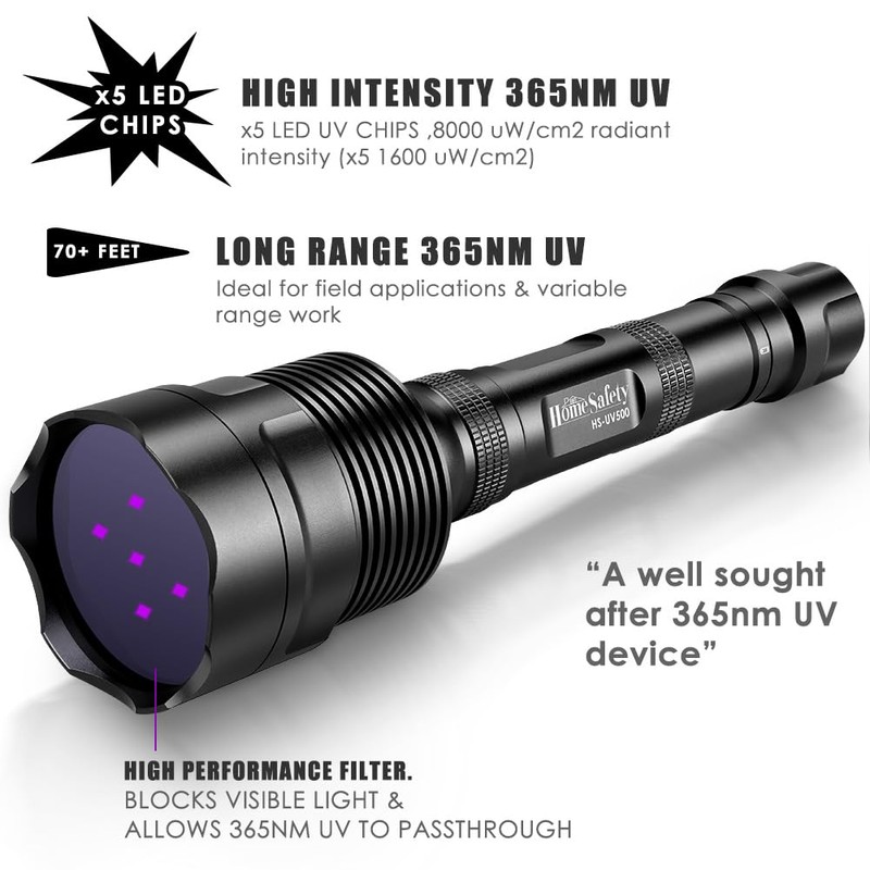 Black Light UV Flashlight, 5LEDs UV Light 50W Powerful Blacklight