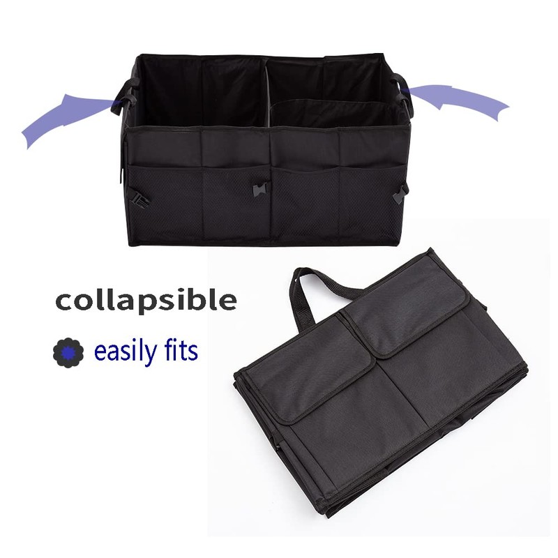WerkaSi Trunk Organizer Car Basket Storage Tote Organizer Small Black