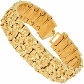 LIFETIME JEWELRY 23mm Rugged Nugget Link Bracelet for Men and Women 24k Gold Plated (9)