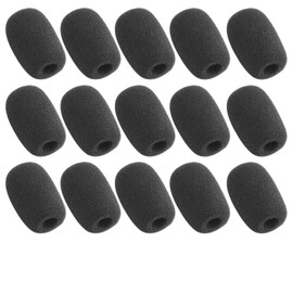 15 Pcs Microphone Cover Foam,Microphones Foams Covers Fit to Headset Mic Universal Disposable Mini Mike Windscreen Protector Dustproof Accessory for Classrooms,Conference Room,Stage(Black,30mm × 22mm)