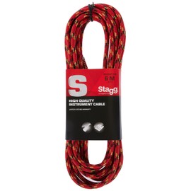 Stagg SGC6VT RD 6m S Series Vintage Tweed Instrument Cable - Red