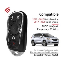 Keylessbest Replacement for 2017 2018 2019 2020 Buick Envision Encore Key Fob Remote Control HYQ4AA 5 Buttons 315MHz