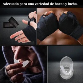2 Piezas Vendas De Box Semielasticas De 5m Boxeo Vmim Color Negr                                                                                      
