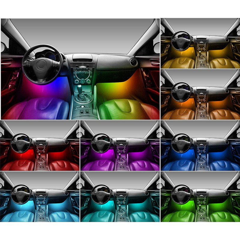 Lescars Car LED: Set of 4 Car LED RGB Strips