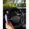 Cxtiy D-Shaped Flat Bottom Steering Wheel Cover for Women Girl,