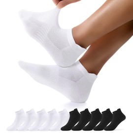 TUUHAW White Mens Ankle Socks Size 9-12 UK Black Trainer Socks for Men 9-12 Short Length Anti Blister Anti Sweat Breathable Cotton for Sports Running Athetic Gym Cycling 10 Pairs