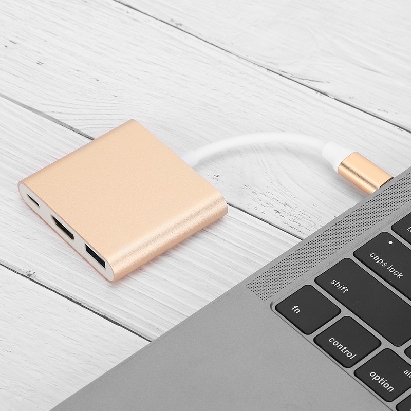 Type‑c to HDMiUSB3.1 Converter Aluminium Alloy Shell Compact Multi‑Port Support