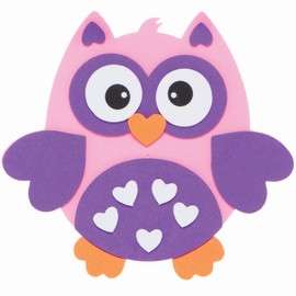 Baker Ross Owl Foam Magnets for Crafts, Pack of 8, Craft Magnets for Valentine's Day for Children (FC456)