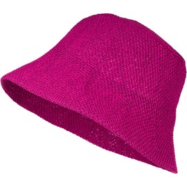 styleBREAKER 04025032 Women's Fishing Hat Made of Airy Woven Paper Straw, Foldable Crushed Hat, Sun Hat, Bucket Hat, magenta
