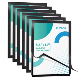 XvmeiMym Magnetic Signs Holders 8.5 x 11in - Magnetic Picture Frames for Displaying Posters, Letters, Documents, Papers - Adhesive on Walls, Doors, Windows or Magnetic for Refrigerator - 6pcs