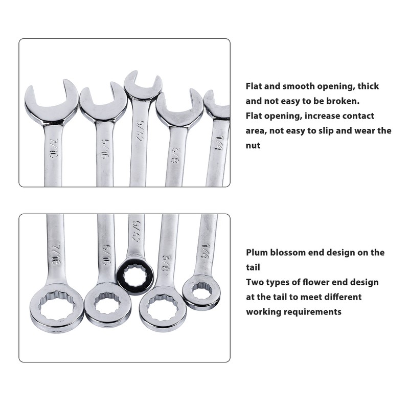 10PCS Mini Combination Wrench Set Steel Inch Open End Small