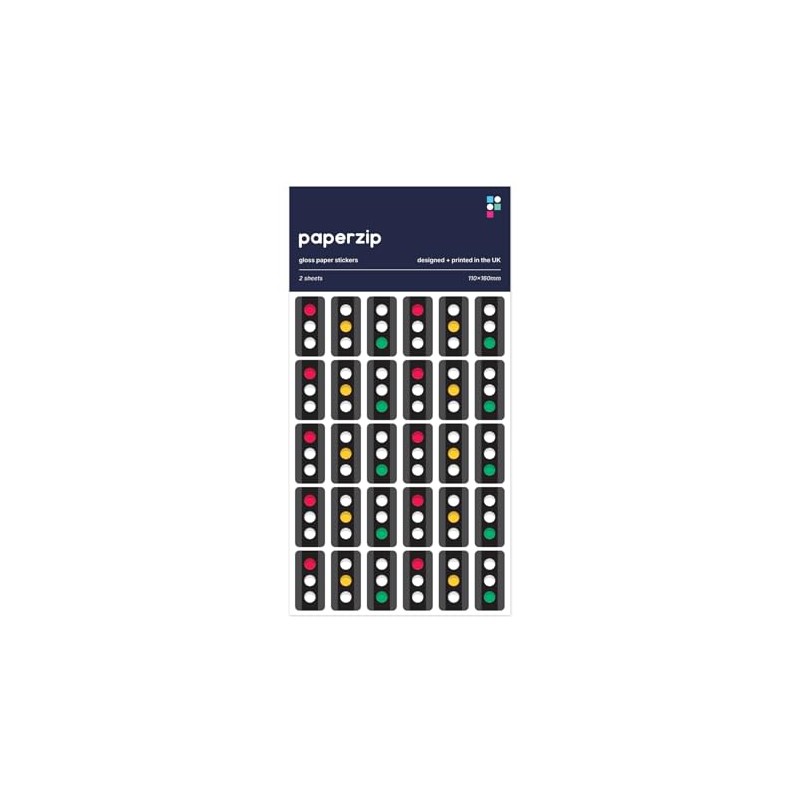 PAPERZIP - Traffic Light Stickers (Red, Amber and Green) for