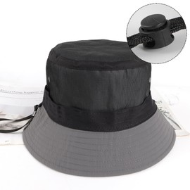 NOEMIN Men's Bucket Hat - Oversize XL/XXL/XXXL Quick Dry Fisherman Hat Lightweight Sun Protection Foldable Adjustable with Chin Strap for Beach Travel and Outdoor Activities Gray