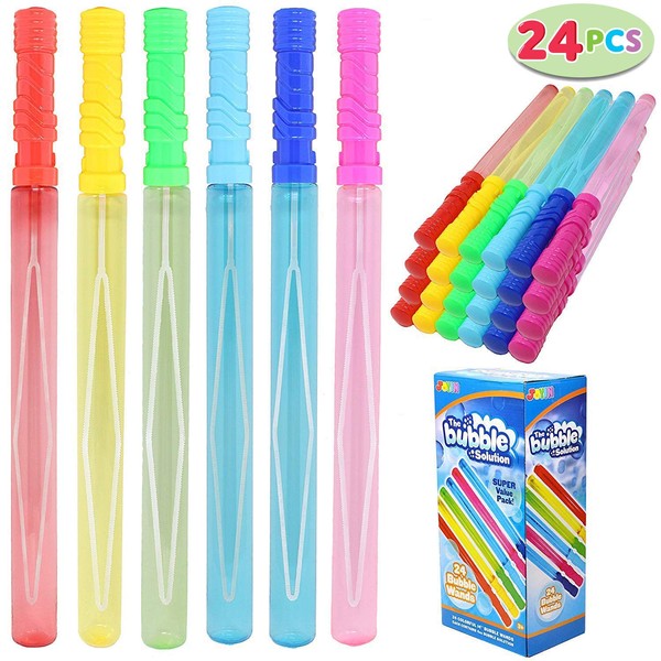 JOYIN 24 Pack 14’’ Big Bubble Wands Bulk (2 Dozen) for Summer Toy, Outdoor / Indoor Activity Use, Easter, Bubbles Party Favors Supplies for Kids