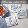 Thirstystone Coastal Sketch 4 Pack Absorbent Stone Tumbled Tile Coasters