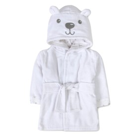 Baby Essentials Hooded Baby Animal Bathrobe with Tie Closure for Newborns and Infants 0-9 Months (US, Age, 0 Months, 9 Months, Whimsical White Bear)