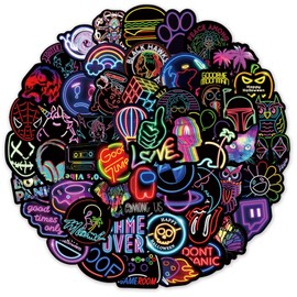Neon Stickers 100 Pcs, Cool Graffiti Neon Stickers for Children Adults Teens,Waterproof Vinyl Stickers for Laptop Phone MacBook Scooter Scrapbook Journal Planner Skateboard Guitar