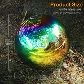 Suzile 2 Pieces 10 Inch Gazing Ball Hollow Gazing Mirror Ball Stainless Steel Garden Globe Gazing Globe Mirrored Surface Polished Ornament Sphere for Garden Outdoor Pool Yard Pond Lawn Home (Rainbow)