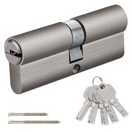 Hengsong Cylinder Lock 40/40, Lock Cylinder 40/40, Profile Cylinder for Front Door, Front Door, Security Lock, Garden Gate Lock, Front Door Lock, Approx. 8 cm x 1.68 cm x 3.28 cm, Grey