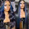 Ombre Blue Lace Front Wigs Human Hair Body Wave 1B/Blue
