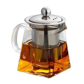 Cabilock Heat-Resistant Glass Teapot 32Oz with Stainless Steel Infuser Stovetop Safe for Loose Leaf and Blooming Tea Brewing