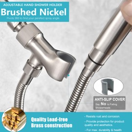 Brushed Nickel Metal Shower Head Holder - Adjustable Mount for Connecting Shower Arm and Hose, Wand Bracket with Swivel Ball Connector