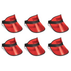 Beistle S60313-RAZ6 Clear Red Plastic Dealer's Visors 6 Piece, OSFM, Black/Red