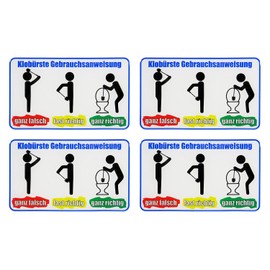 BIKE-label Sign 3D Toilet Toilet Sticker 90 x 55 mm Set of 4 Use Toilet Brush 900216