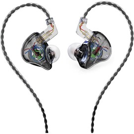 Yinyoo KBEAR Storm in-Ear Headphones, 1DD Wired Earphones Wired Earbuds IEM with Crystal Clear Sound, 3.5mm Plug in Ear Monitor Headphones for Musician Singer Music (Clear-Black, No mic)
