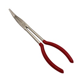 HOCHSTE Long Reach 45° Bent Nose Pliers - Ring Nose Spark Plug Boot Removal Pliers with Serrated Jaws for Hard-to-Reach Spaces, Ideal for Hose Gripper Tasks