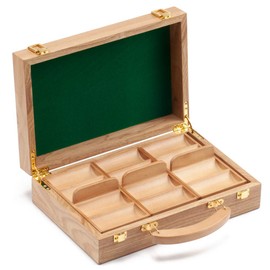 GSE Games & Sports Expert 300/500 Capacity Premium Solid Wood Poker Chip Case ONLY. Casino Wooden Poker Chip Case with Wooden Chip Trays (300 Pieces - Oak)
