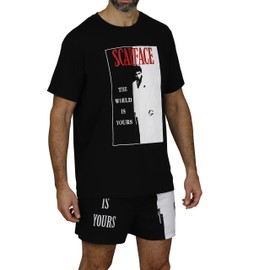 Prestigez Scarface Tony Montana Men's Pajama Shirt with Pajama Boxer Shorts Set, Size Medium White